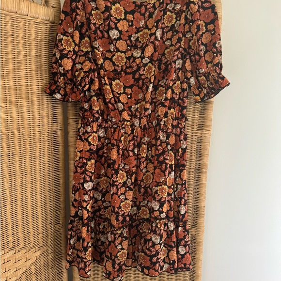 Inspired Hearts Autumn Floral Dress - Black, Rust, and Orange - Picture 3 of 8